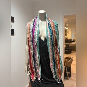 SILK Scarf made in India. Measurements in pictures. Upcycled from Saris. NWOT